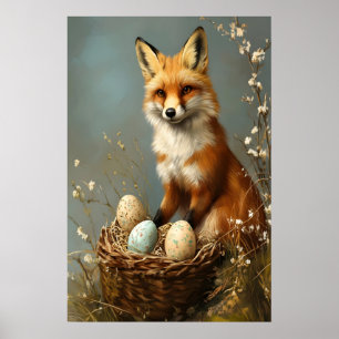 Paasvosafdruk, Bosrijke Kinderkamer, Rustieke Lent Poster