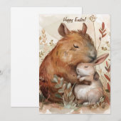 Paasvreugde: Capybara & Konijn Editie Feestdagenkaart (Voorkant / Achterkant)