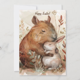 Paasvreugde: Capybara & Konijn Editie Feestdagenkaart