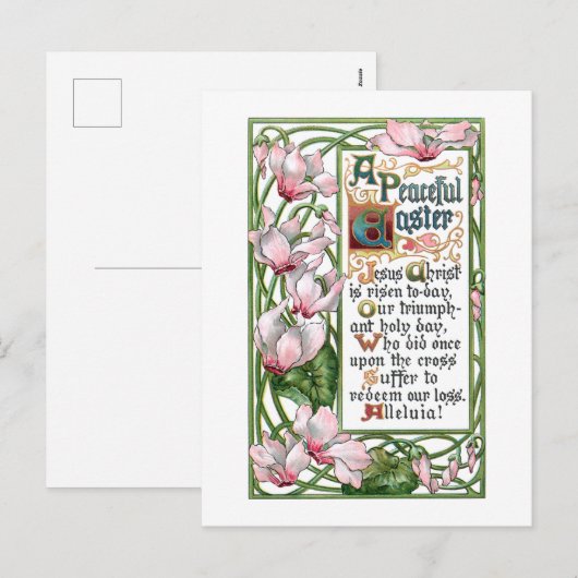 paasvrouw en cyclamen feestdagenkaart (Voorkant / Achterkant)