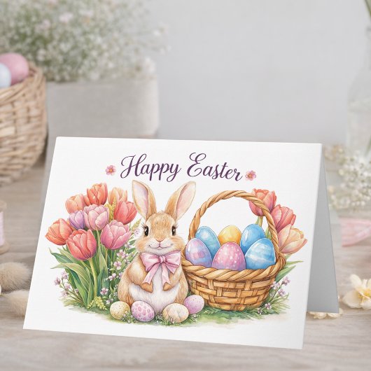 Paaswaterverf Konijn Kaart | Tulpen 