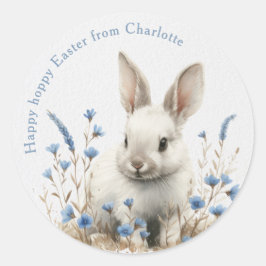 Paaswaterverf Konijn Wilde Bloemen Kinderklas Ronde Sticker