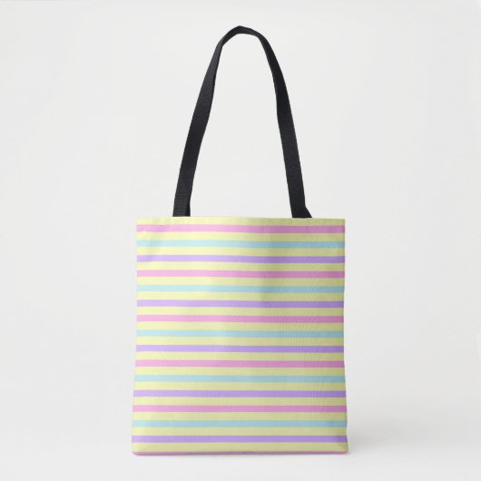 PaasWaterverf Roze Blauwe Stripes Canvas tas (Voorkant)