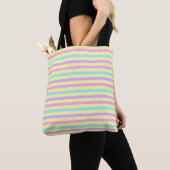 PaasWaterverf Roze Blauwe Stripes Canvas tas (Dichtbij)