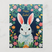 Paasweide Magic Bunny, bloemen & vrolijke kleuren Feestdagenkaart (Voorkant)