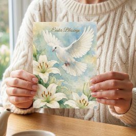 Paaswensen Christelijke Duif & Lelie Waterverf Briefkaart