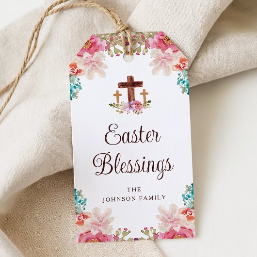Paaswensen Elegant Bloemkruis Cadeaulabel
