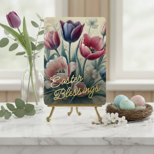 Paaswensen Tulpen Bloem Goud Folie Kaart