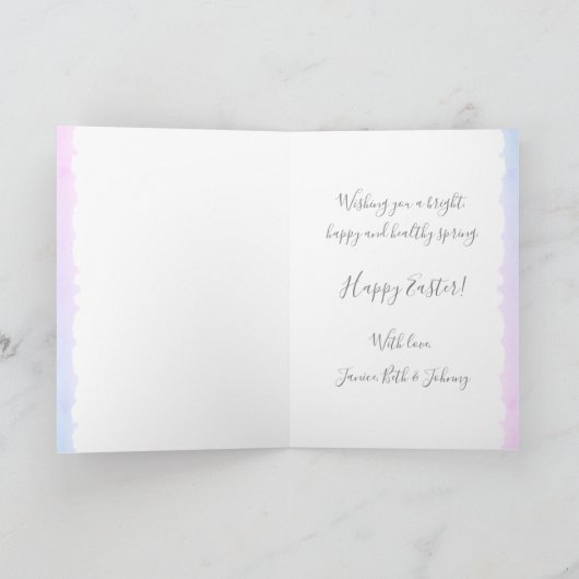 Paaswensen Waterverf Bloemenmand Eieren Feestdagen Kaart (Binnen)