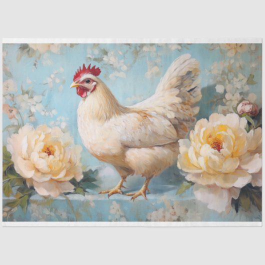 Paaswit kip gele rozen decoupage tissuepapier (Voorkant)