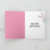 Paaswit konijn in tulpen kaart (Binnen)