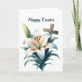 Paaswit Lily Cross Illustratie Feestdagen Kaart