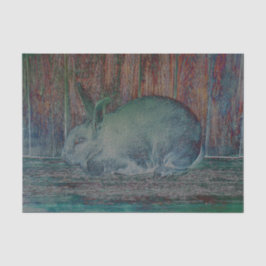 Paaswitbunny Rabbit Green Brown Wood Graan Tissuepapier
