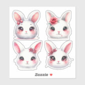 Paaswitte en rode konijntjes sticker (Vel)