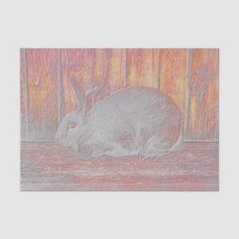 Paaswitte Oranje Bunny Rabbit Wood Art Tissuepapier