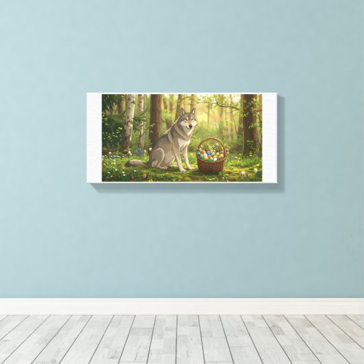 Paaswolf  canvas afdruk (Insitu (Houten vloer))