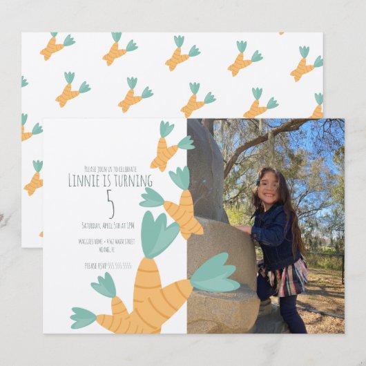 Paaswortelbunch Birthday Foto Kraft Kaart (Voorkant / Achterkant)