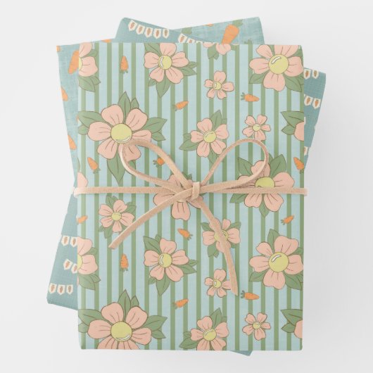 Paaswortelcadeauverpakking - set van 3 inpakpapier vel (In situ)