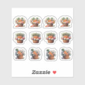 Paaswortelen en bloemen in een mand sticker (Vel)