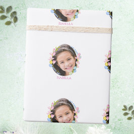 Paaswrapping papier met foto & naam - Wit