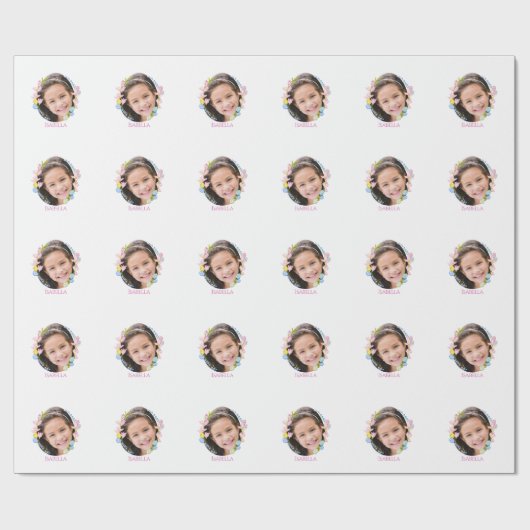 Paaswrapping papier met foto & naam - Wit (Vlak)