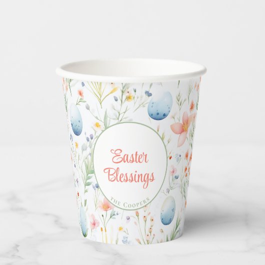 paaszegeningen | Aangepaste naam | Bloemen Papieren Bekers (Voorkant)
