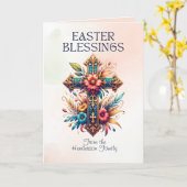 Paaszegeningen Bloemenkruis Christelijk Pasen Kaart (Gele Bloem)