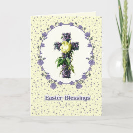 Paaszegeningen. Bloemenkruis Religieus Feestdagen Kaart