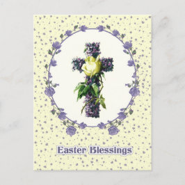 Paaszegeningen.  Bloemenkruis Religieus Feestdagenkaart