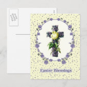 Paaszegeningen.  Bloemenkruis Religieus Feestdagenkaart (Voorkant / Achterkant)