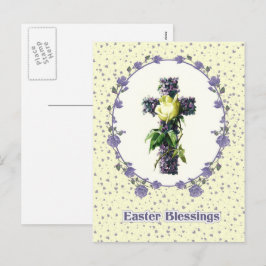 Paaszegeningen. Bloemenkruis Religieus Feestdagenkaart