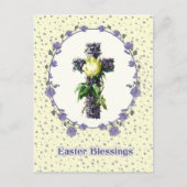 Paaszegeningen.  Bloemenkruis Religieus Feestdagenkaart (Voorkant)