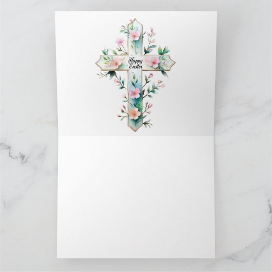 Paaszegeningen – Bloemenkruis Waterverf Greetin Kaart (Binnen)