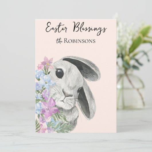 Paaszegeningen Curious Easter Bunny Peach (Staand voorkant)