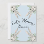 Paaszegeningen Curious Grey Bunny Blue Leaves (Voorkant)