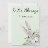 Paaszegeningen Curious Grey Bunny Green Kaart (Voorkant)