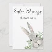 Paaszegeningen Curious Grey Bunny Green Leaves (Voorkant)