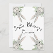 Paaszegeningen Curious Grey Bunny Green Leaves (Voorkant)