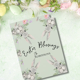 Paaszegeningen Curious Grey Bunny Green Leaves