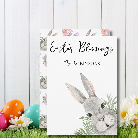 Paaszegeningen Curious Grey Bunny Green Leaves