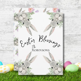 Paaszegeningen Curious Grey Bunny Green Leaves