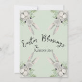 Paaszegeningen Curious Grey Bunny Green Leaves (Voorkant)