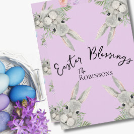 Paaszegeningen Curious Grey Bunny Lila bladeren