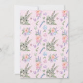 Paaszegeningen Curious Grey Bunny Pink Leaves (Achterkant)