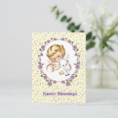 Paaszegeningen.  engeltje met lam feestdagenkaart (Staand voorkant)