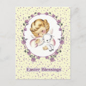 Paaszegeningen.  engeltje met lam feestdagenkaart (Voorkant)