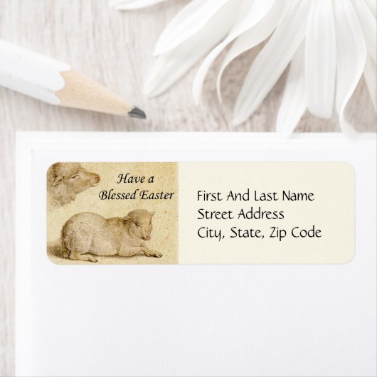 Paaszegeningen Holbein's Resting Lamb Artwork Etiket (Insitu)