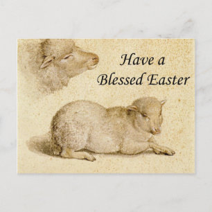 Paaszegeningen Holbein's Resting Lamb Artwork Feestdagenkaart