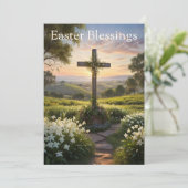 Paaszegeningen Kruis op de heuvel Feestdagenkaart (Staand voorkant)
