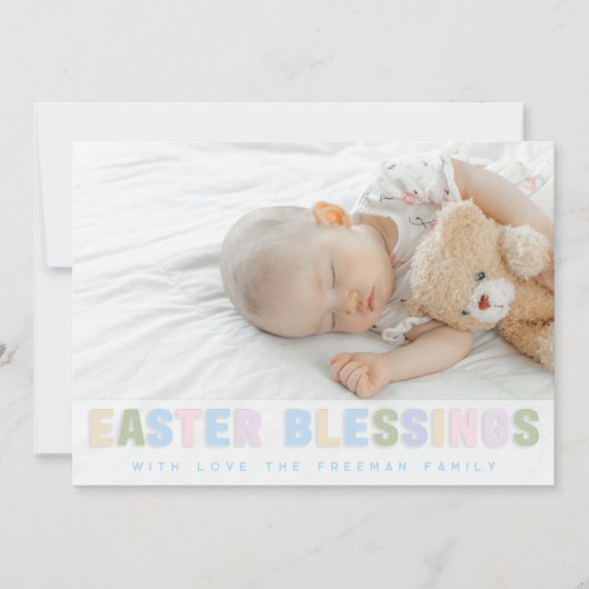 Paaszegeningen Pastel Fotokaart – Custom Family Notitiekaartje (Voorkant)